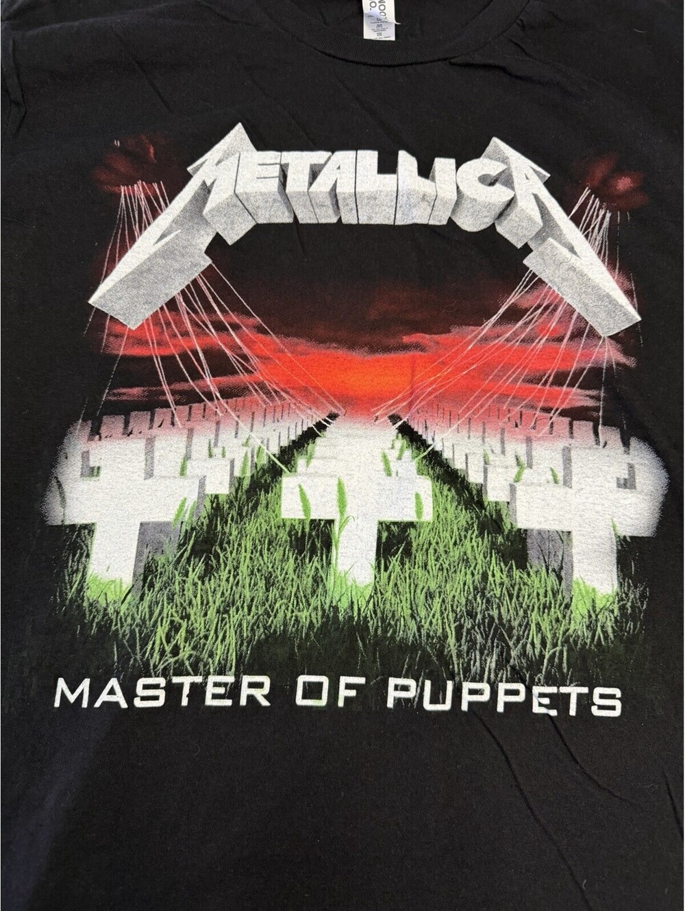 Metallica Master of Puppets Black Graphic T-Shirt 100% Cotton Size L